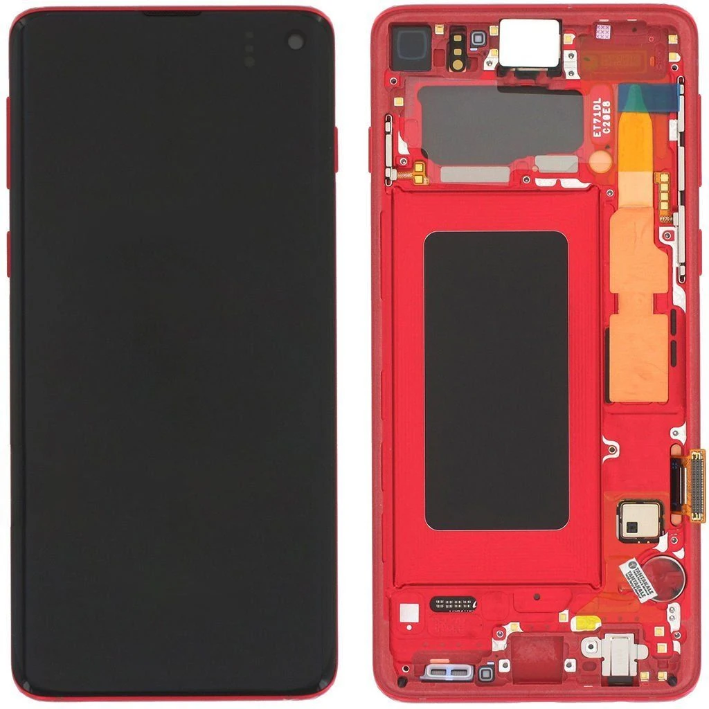 Samsung Galaxy S10 SM-G973 Lcd Ekran Dokunmatik Çıtalı Kırmızı