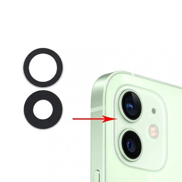 Apple iPhone 12 Uyumlu Kamera Camı Siyah
