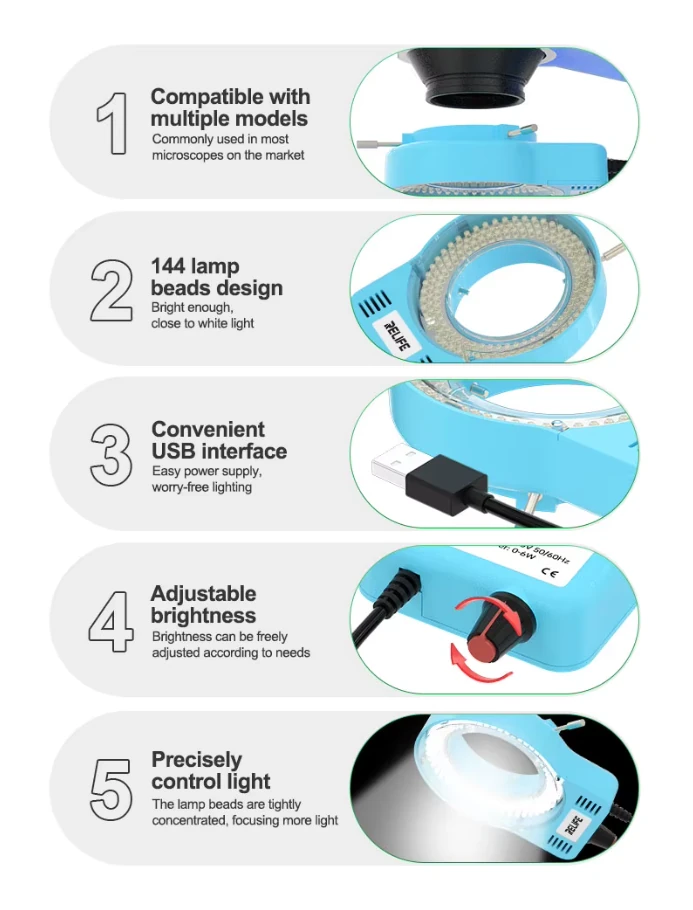 Relife RL-033M 144 Ledli Yüksek Parlaklık Ayarlanabilir Mikroskop Işığı