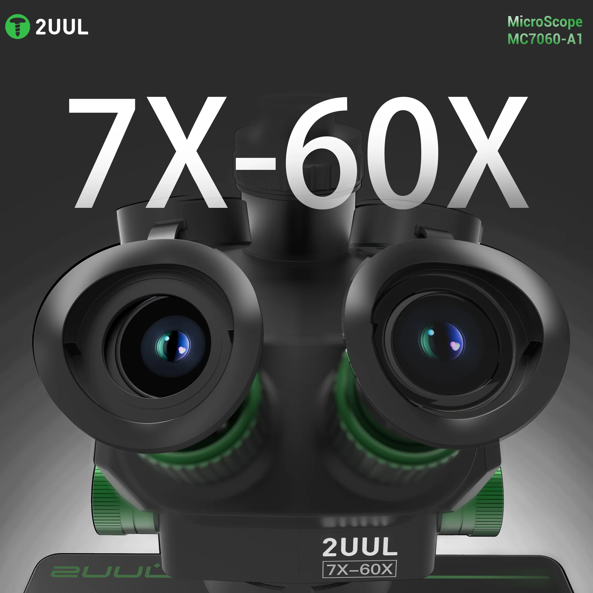 2uul MicroScope MC7060-A1 7-60X Senkron Zoomlu Trinoküler Mikroskop, PCB Mikro İşlemleri İçin