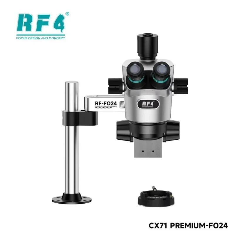 RF4 CX71P-FO24 6.5X-65X Premium Çift Anti-Trinoküler Stereo Mikroskop Başlığı ve FO24 Standı