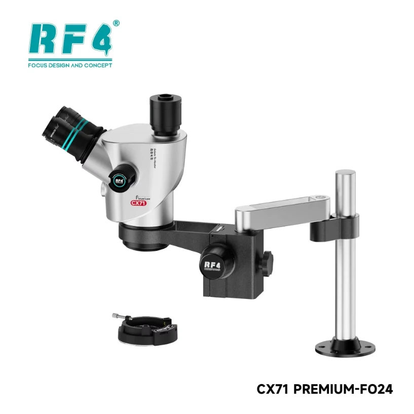 RF4 CX71P-FO24 6.5X-65X Premium Çift Anti-Trinoküler Stereo Mikroskop Başlığı ve FO24 Standı