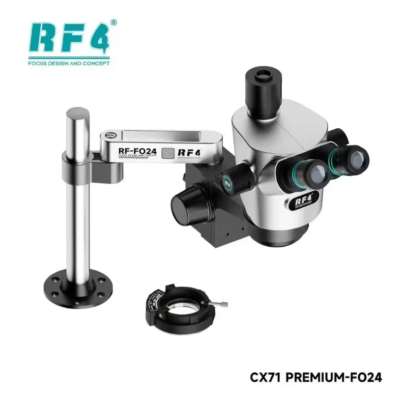 RF4 CX71P-FO24 6.5X-65X Premium Çift Anti-Trinoküler Stereo Mikroskop Başlığı ve FO24 Standı