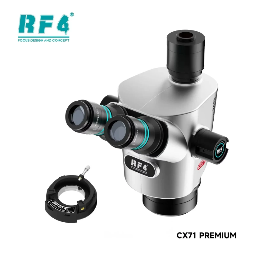 RF4 CX71P-FO24 6.5X-65X Premium Çift Anti-Trinoküler Stereo Mikroskop Başlığı ve FO24 Standı