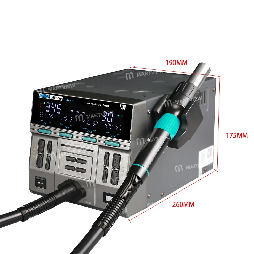 Sugon 8650Pro Curve Edition 1300W Akıllı Dijital Sıcak Hava Tabancası BGA Lehim Sökme ve Yeniden İşleme İstasyonu