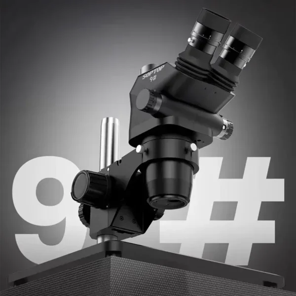 Soptop 9 Ayarlanabilir Trinoküler Mikroskop 6.7-4.5X 360 Derece, Alüminyum Alaşımlı Büyük Tabanlı
