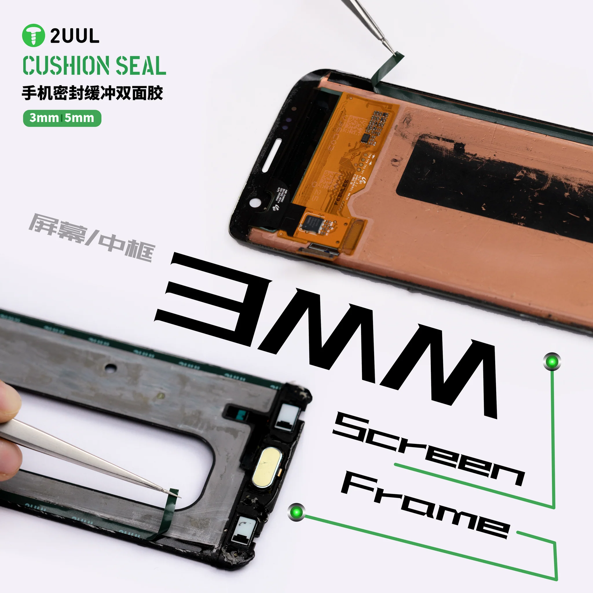 2uul CS02 5mm Ekran Çerçevesi ve Arka Kapak için Yastıklama Sızdırmazlık Bandı – 5 Adet
